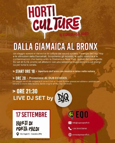 Horti Culture: "Dalla Giamaica al Bronx" tra musica, cinema e natura agli Horti di Porta Paldi