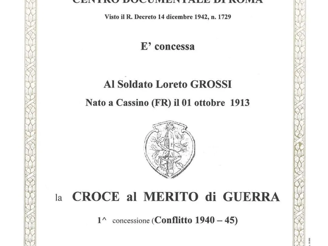 Loreto Grossi: una medaglia, una vita, una memoria che arriva fino a Cassino