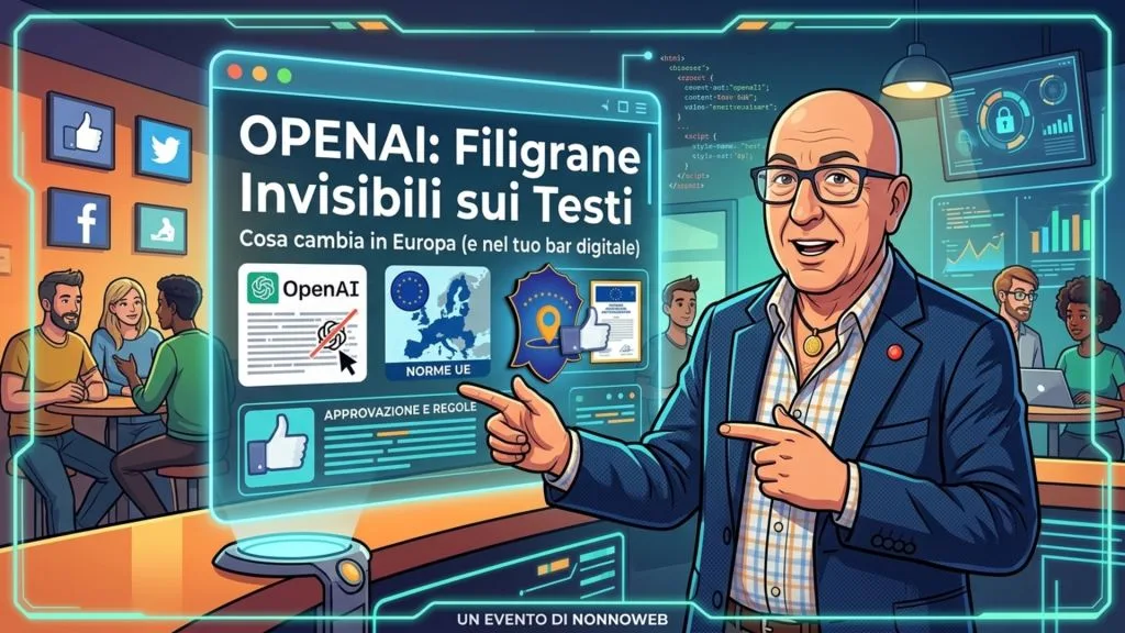 OpenAI, filigrane invisibili sui testi: cosa cambia in Europa (e nel tuo bar digitale)