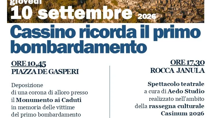 Cassino ricorda il primo bombardamento: doppio appuntamento in programma giovedì 10 settembre