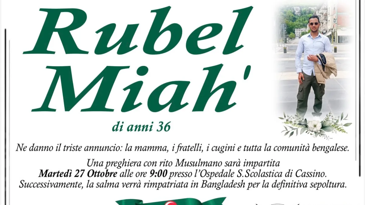 Domani una cerimonia per “salutare” Rubel, arrivato dal Bangladesh con un sogno e morto in una strada di campagna