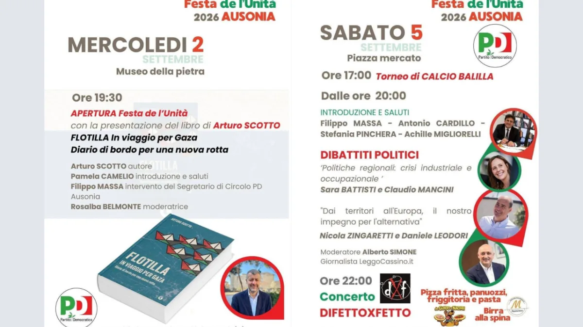 Ausonia: la Festa dell'Unità parte con Arturo Scotto