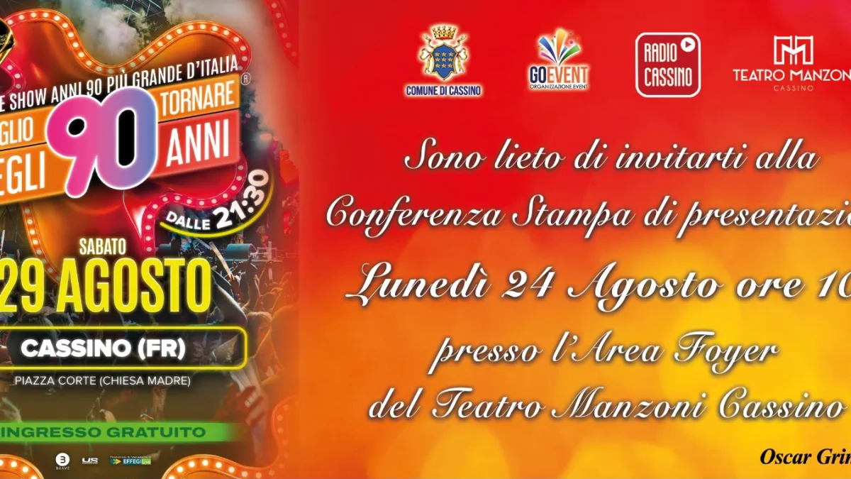 Cassino (FR) – Si torna agli anni ’90, la presentazione nel foyer del Teatro Manzoni