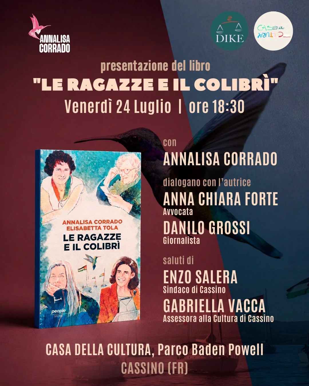 Cassino, il Parco Baden Powell ospita la presentazione de “Le ragazze e il colibrì” di Annalisa Corrado