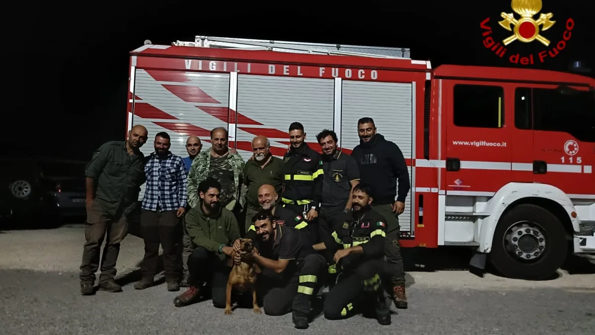 Atina (FR) – Segugio nel dirupo, il vigile del fuoco si cala per 70 metri e lo salva
