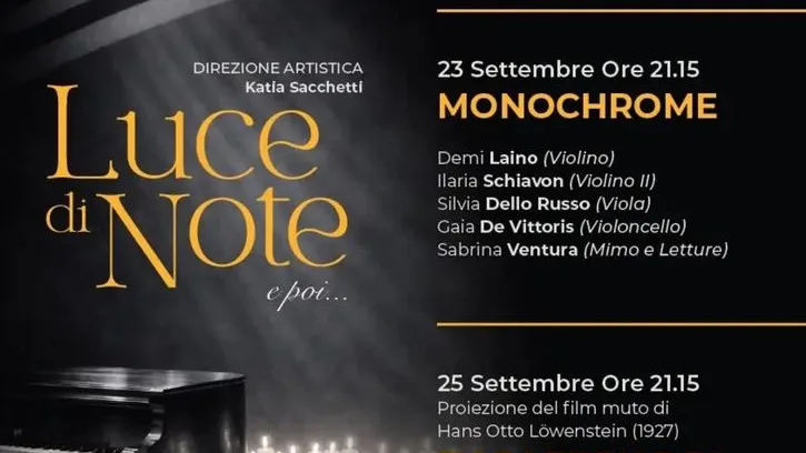“Luce di Note… e poi”: torna la terza edizione a Frosinone. Tre serate tra musica, cinema ed emozioni