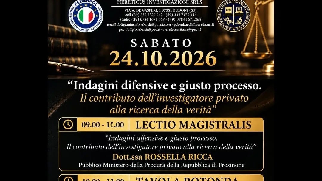 Frosinone – Il contributo dell’investigatore privato alla ricerca della verità. Evento online