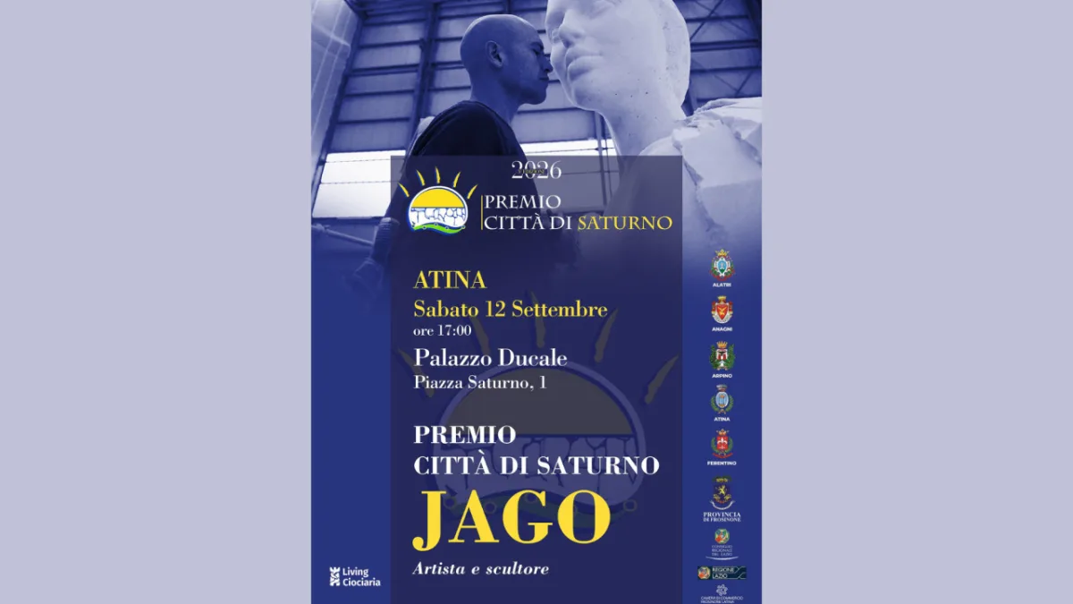 Premio Città di Saturno 2026: ad Atina la quinta edizione dedicata a Jago