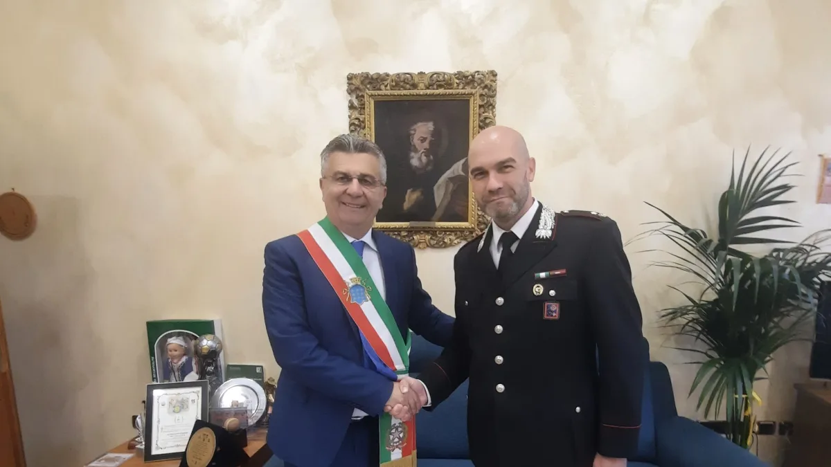 Cassino, il Sindaco Salera riceve in Comune il nuovo Comandante dei Carabinieri, il Maggiore Raffaele Tufano