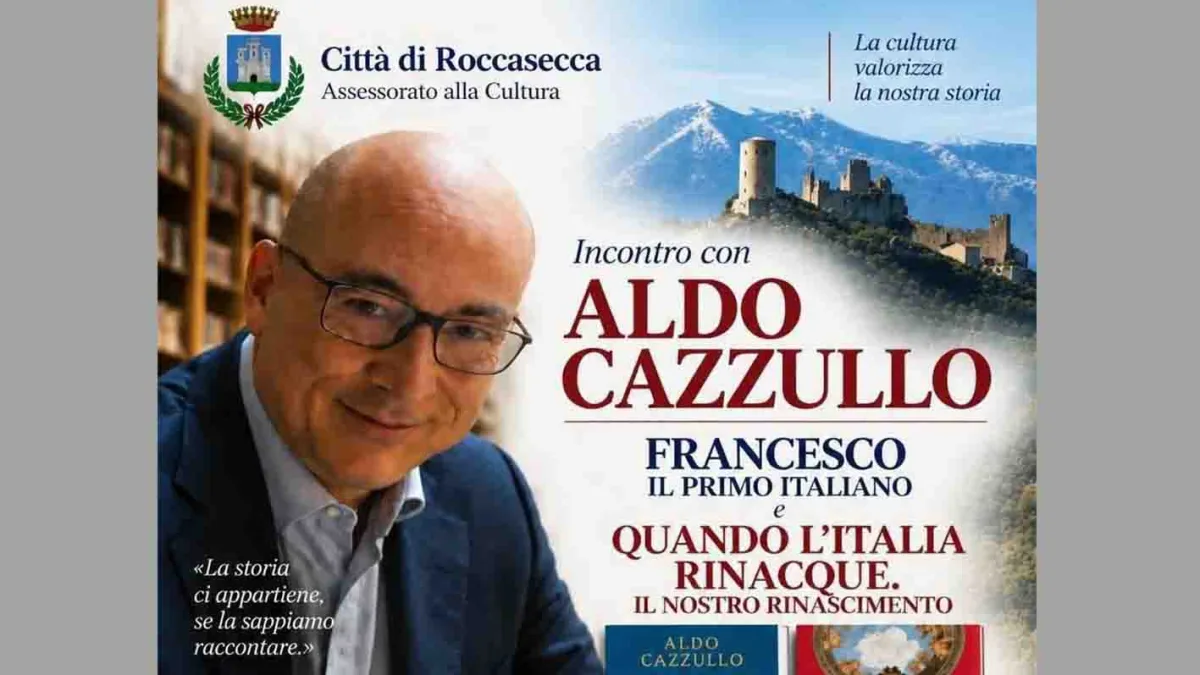 Roccasecca accoglie Aldo Cazzullo: il 3 ottobre in Via Roma il conferimento dell’onorificenza “San Tommaso d’Aquino” e l’incontro con la città