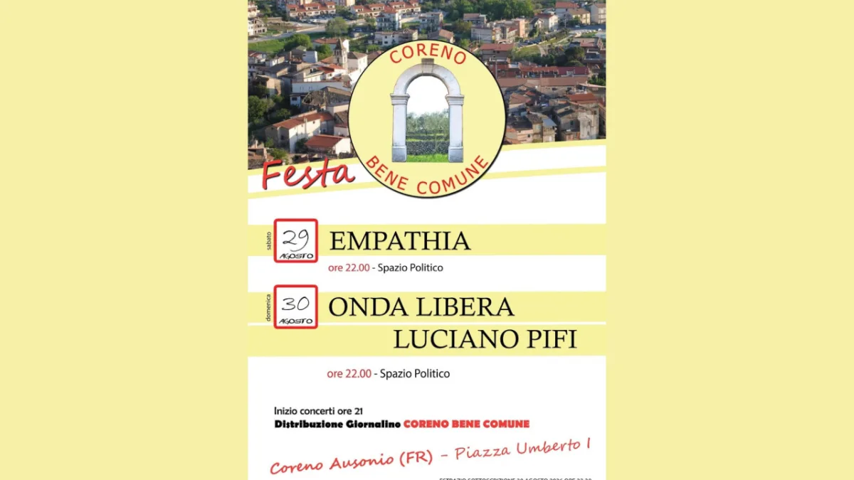 "Coreno Bene Comune": in paese è tutto pronto per la festa estiva