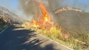 Incendio lungo la provinciale Fraioli, chiusa la strada