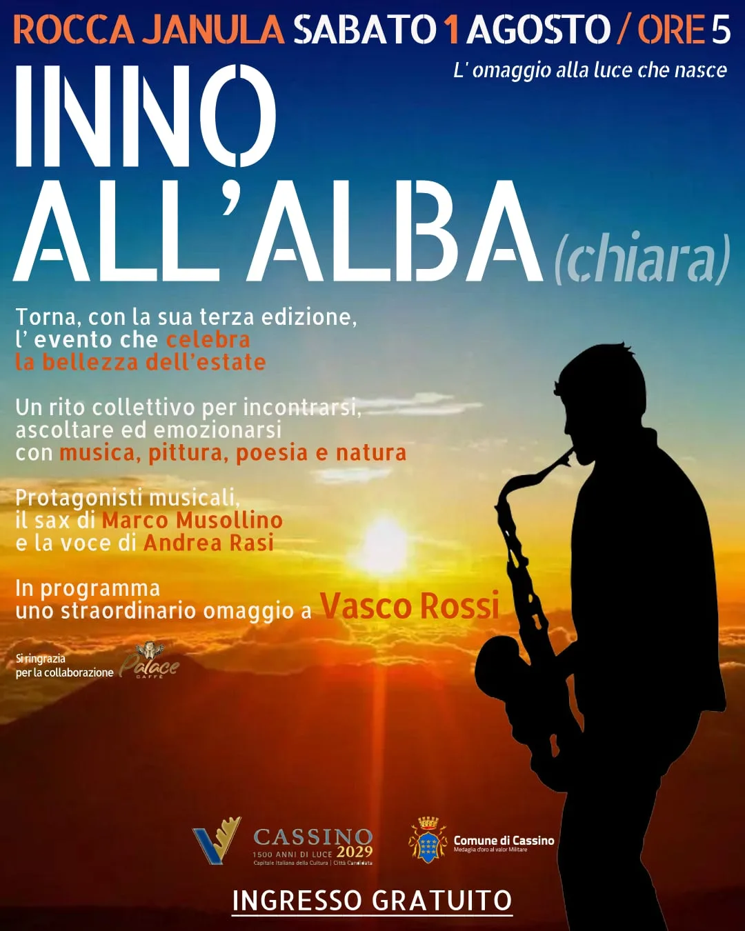 Inno all'Alba(chiara) torna il 1 agosto alla Rocca Janula con l'omaggio a Vasco Rossi