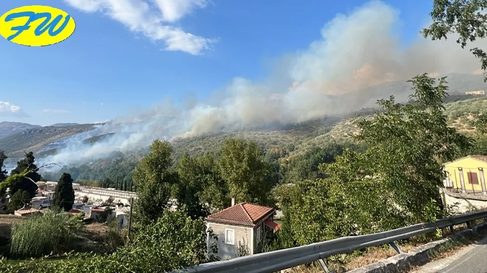 Brucia la Collina. Pericolo per le abitazioni