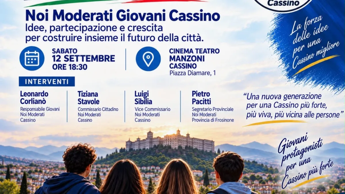 Cassino, i giovani al centro del dibattito politico: sabato al Cinema Teatro Manzoni l’evento “Il futuro inizia da noi”