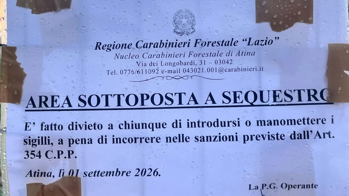 Atina (FR) – Sversamento sospetto segnalato dalle mamme all’ANSMI, sequestro dei carabinieri forestali