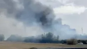 Incendio nei pressi dell'A1, paura a Valmontone
